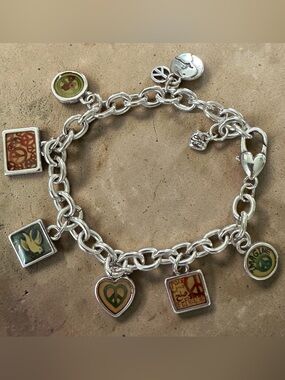 BRIGHTON "PEACE, LOVE, IMAGINE" REVERSIBLE CHARM BRACELET